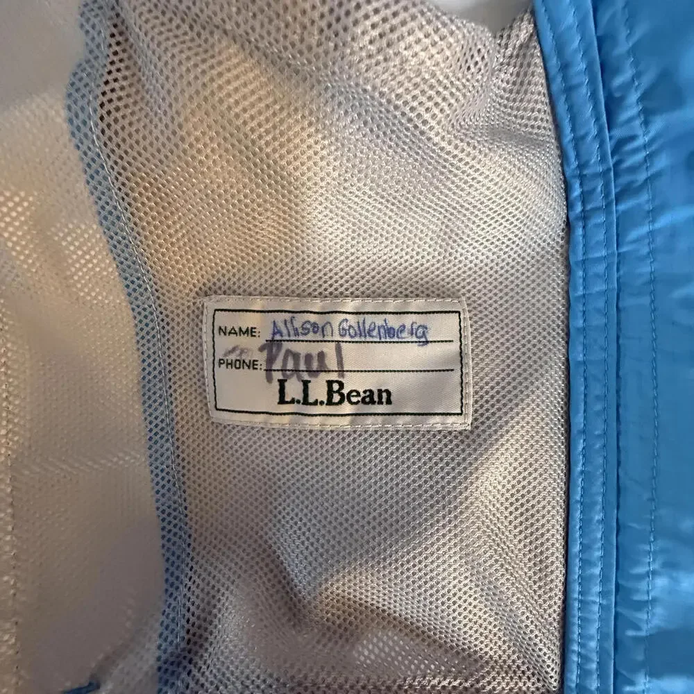 LL BEAN Youth Size Small (8) Blue  Hooded Full Zip‎ Windbreaker/Rain Coat